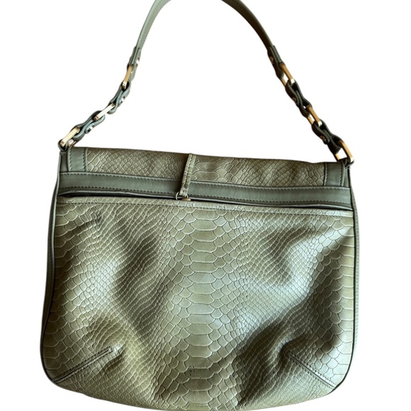 Longchamp Python Embossed Shoulder Bag | Green Leather Satchel Purse Y2k Street - Picture 4 of 16